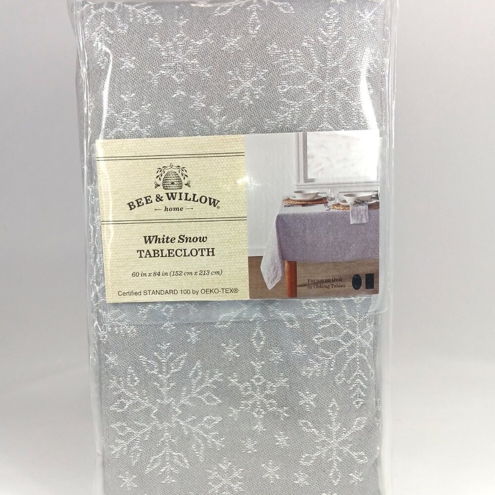 Bee & Willow-Table Cloth-60x84-Seats 6-8/White Snow- Home Gray & White-Holiday - Picture 2 of 10